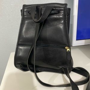 Vintage Coach Black Leather Daypack Backpack 9791